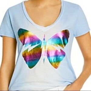 NWT Lauren Moshi + Aqua Ombré Butterfly Foil Tee T-shirt Sz S Small Retail $68